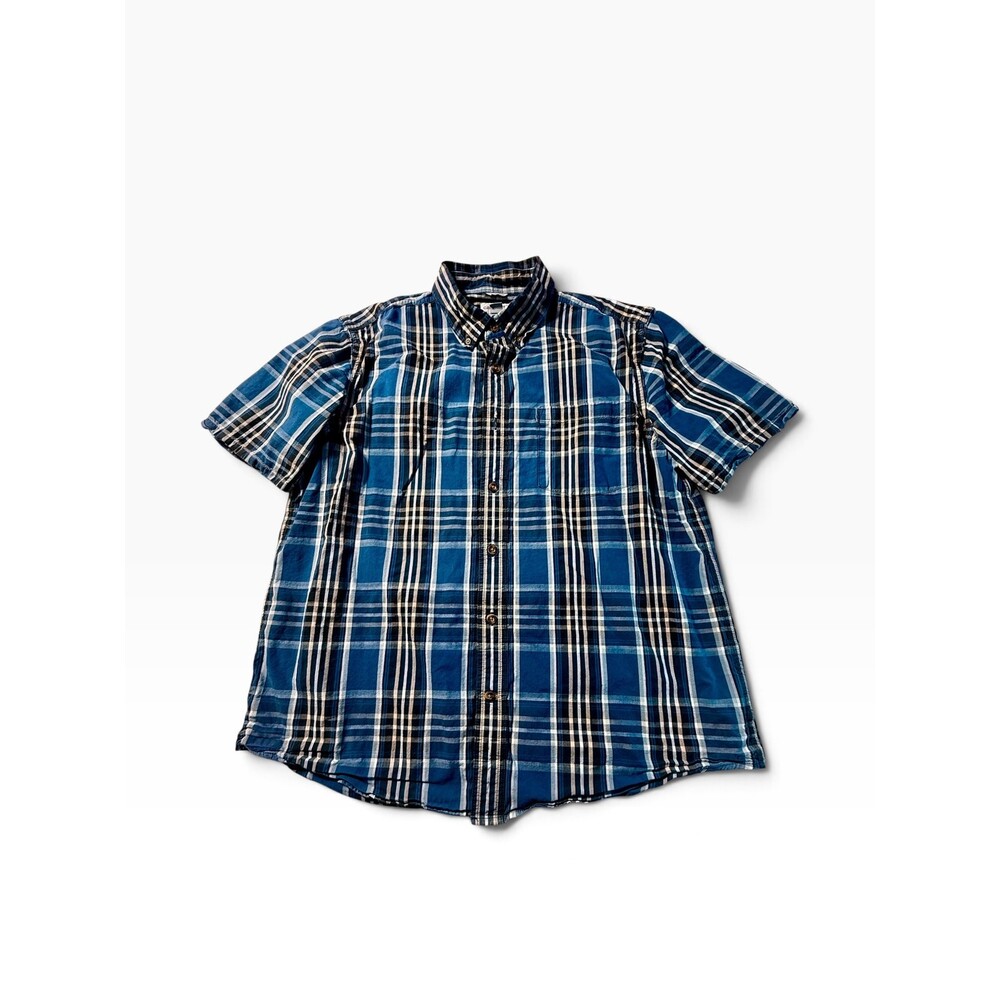 Carhartt Men’s XL Relaxed Fit Blue Plaid Short Sleeve Button Down Shirt 101959